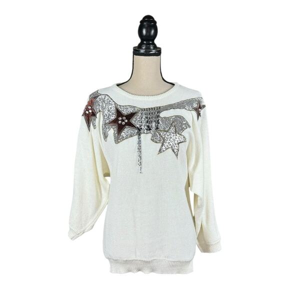 Vintage 80’s Western Metallic Embellished Sweater Womens Size Medium - Picture 1 of 4